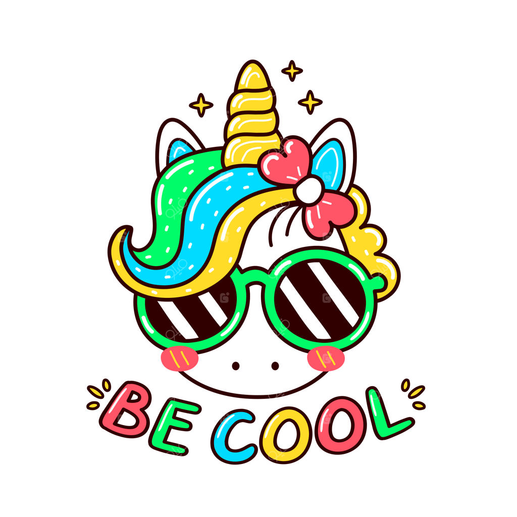 تک‌شاخ بامزه و خنده‌دار با عینک آفتابی - تصویر کارتونی و کیوت