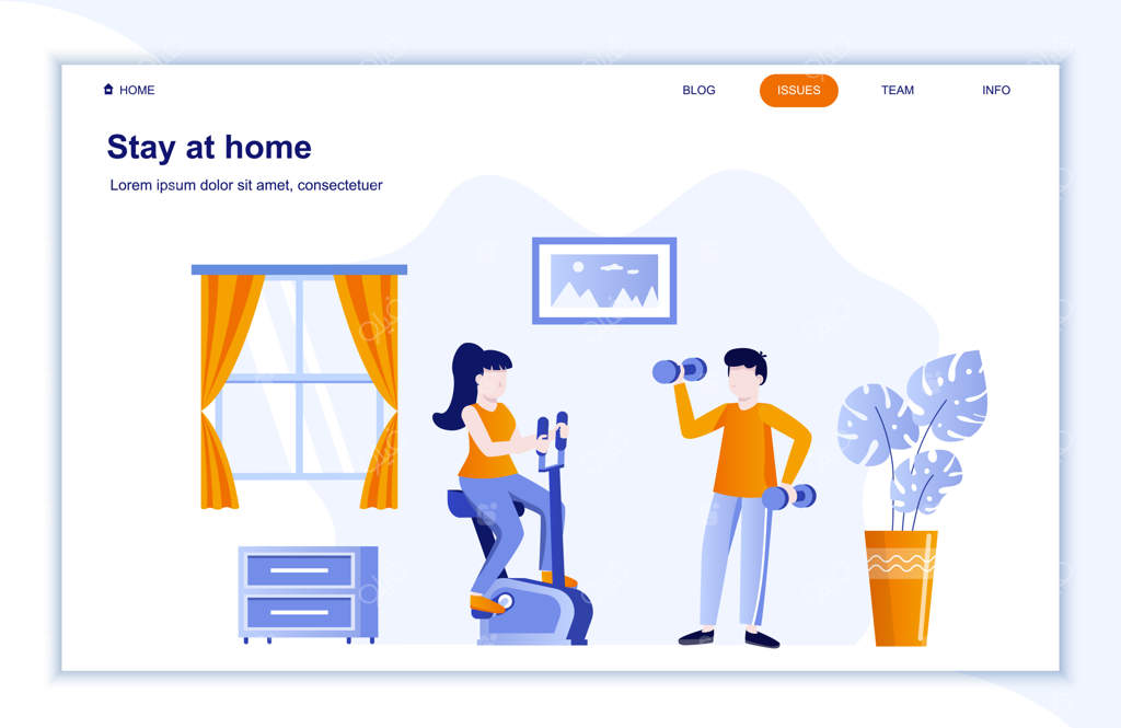 قالب صفحه فرود «در خانه بمانید» برای وب‌سایت.