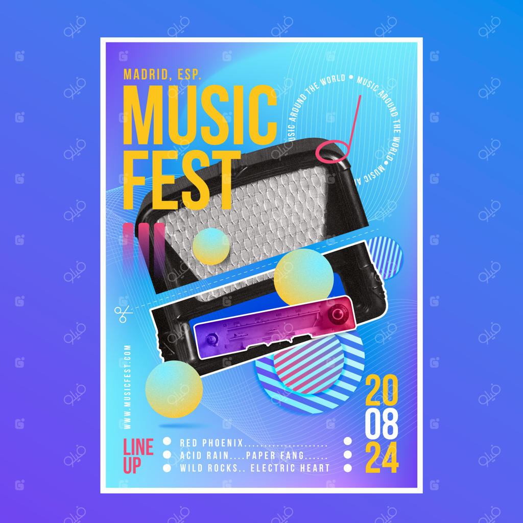 قالب پوستر رویداد موسیقی با رنگ های سایه‌روشن