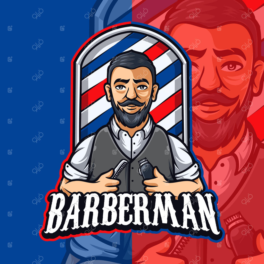 پترن لوگوی شخصیت مرد آرایشگر