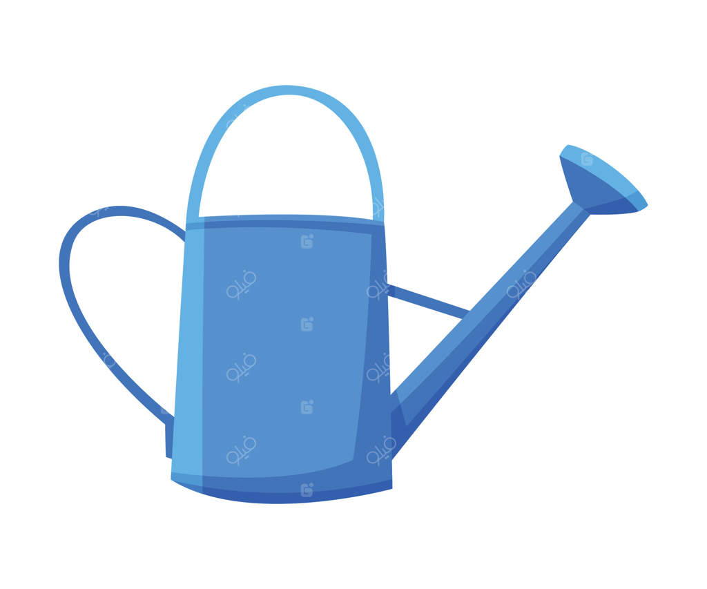 آبی آبیاری، تجهیزات کار کشاورزی، ابزار باغ در سبک ساده بر روی زمینه سفید