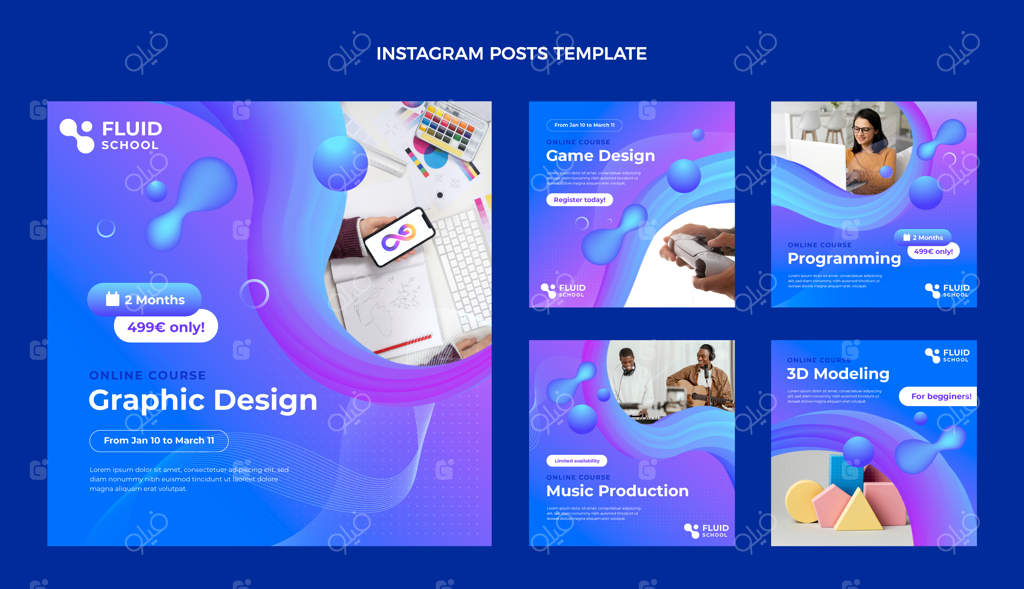 پست اینستاگرامی تکنولوژی با طراحی سیال و گرادینت انتزاعی