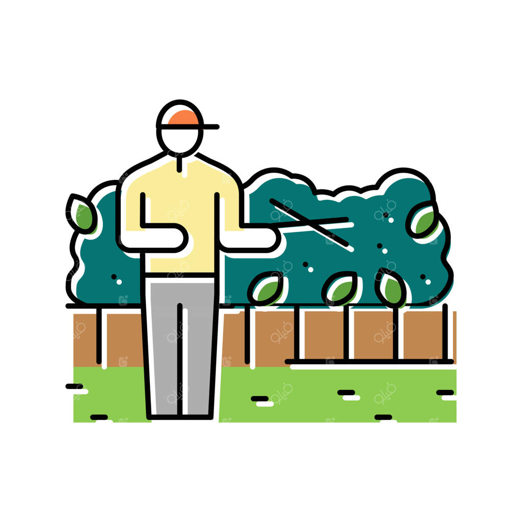 آیکون رنگی قیچی اصلاح پرچین و بوته‌زار