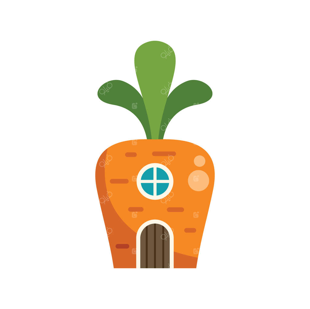 خانه هویج با برگ‌های سبز و در قهوه‌ای که در باغچه رشد می‌کند