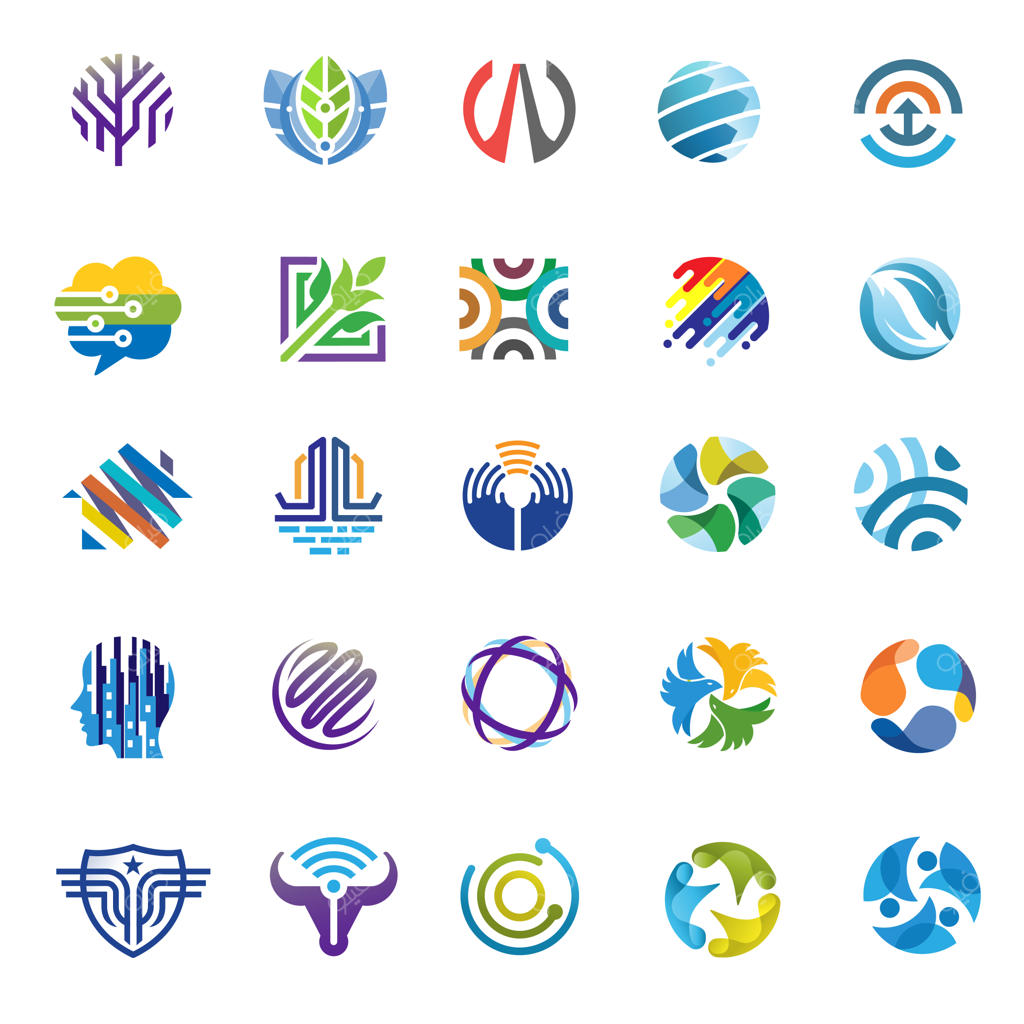 مجموعه طراحی لوگو مدرن و رنگارنگ متنوع