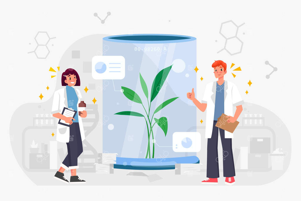 مفهوم بیوتکنولوژی با تصویرسازی تخت