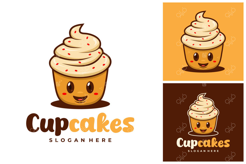 طراحی لوگوی کارتونی و بامزه نانوایی و قنادی با طرح نان، کیک و کاپ‌کیک