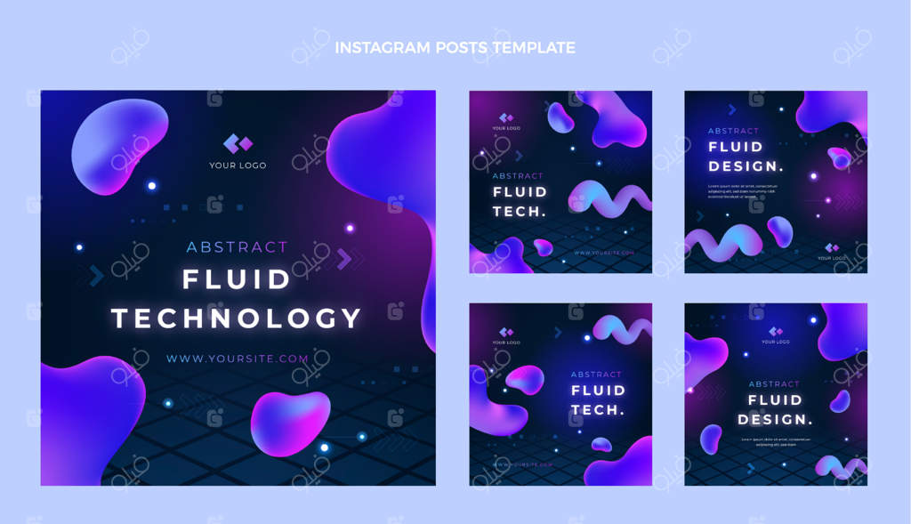 پست‌های اینستاگرام با طراحی گرادیان انتزاعی و فناوری پیشرفته
