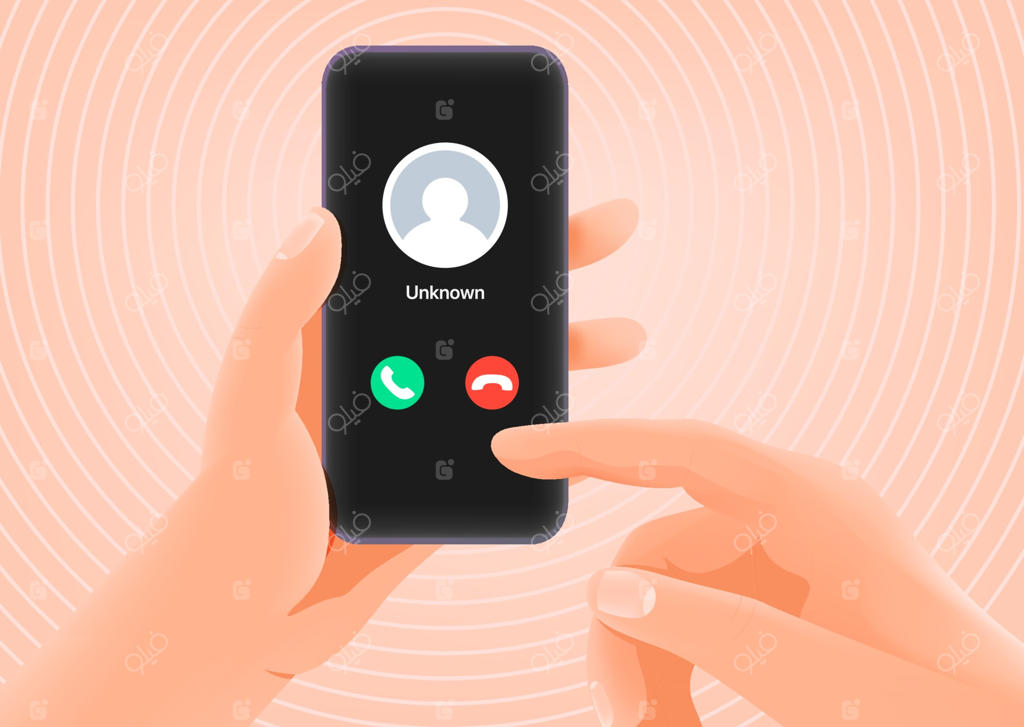 مرد در حال پاسخ دادن به تماس ورودی از شماره ناشناس