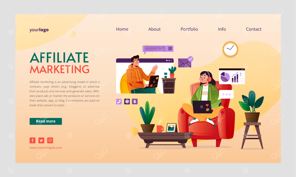 صفحۀ فرود بازاریابی وابسته با طراحی گرادیان