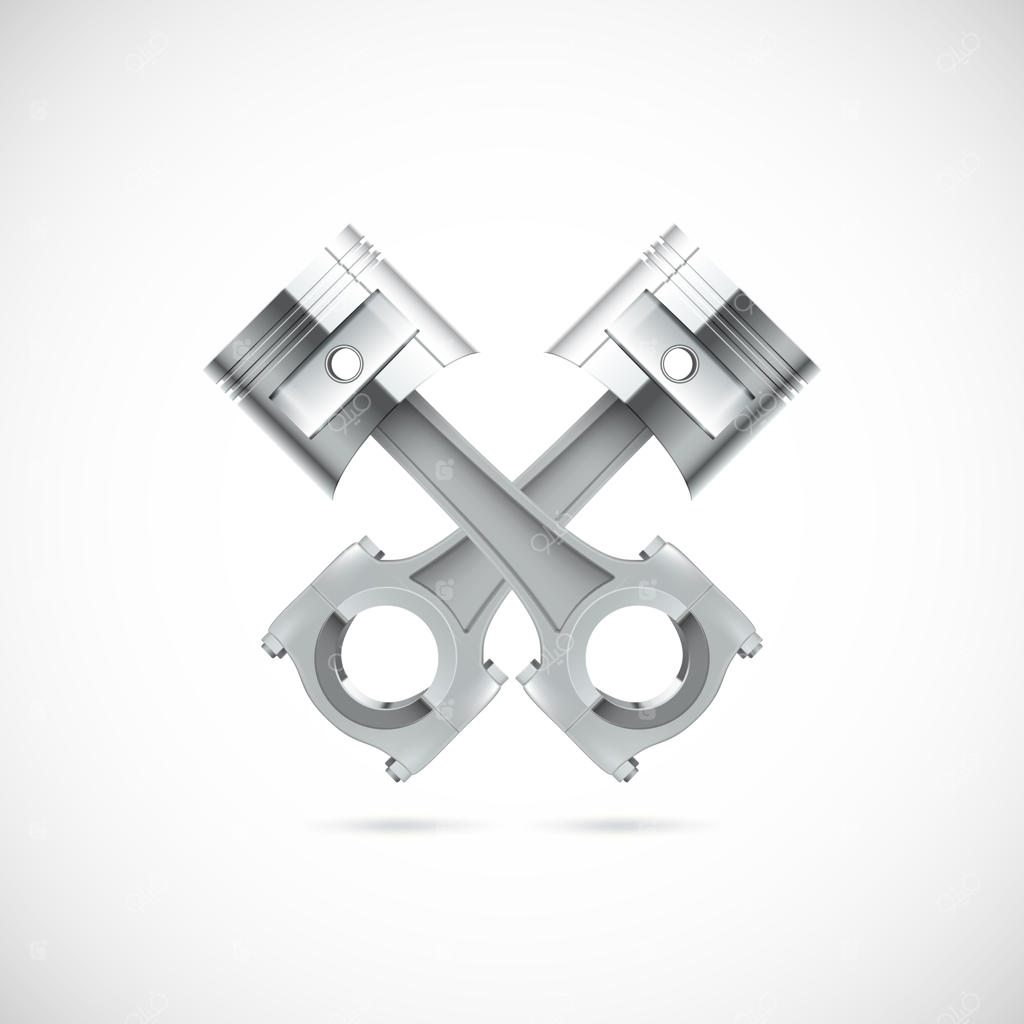 دو پیستون در پس‌زمینه سفید.