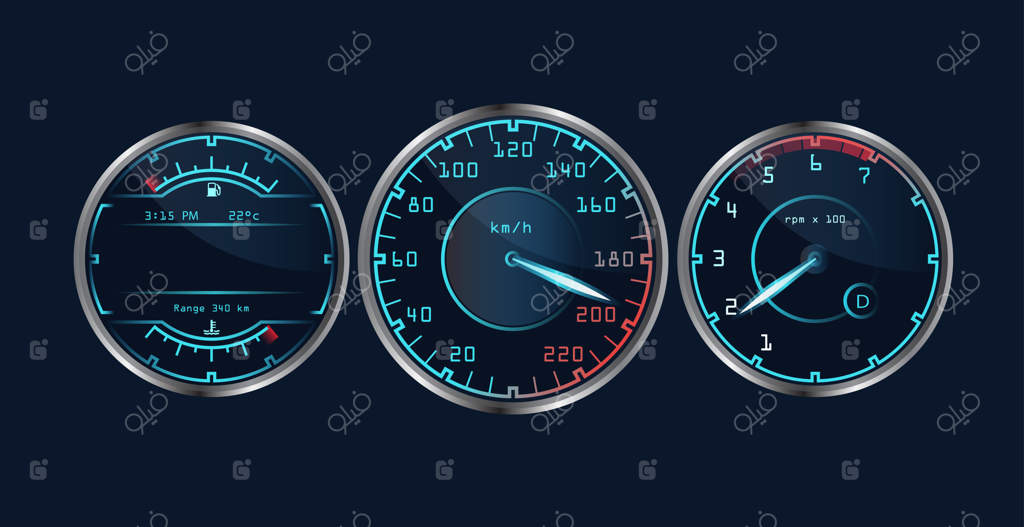 مجموعه‌ای از سرعت‌سنج‌های واقعی داشبورد جداگانه.