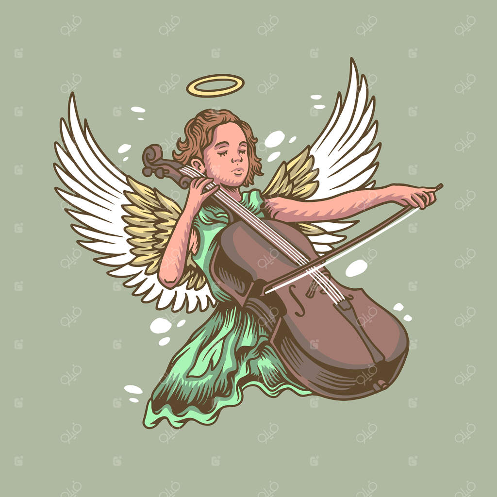 کودک فرشته‌گون در حال نواختن چلو