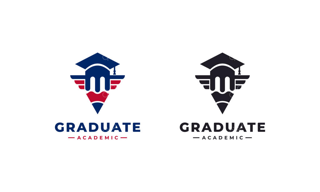 مداد خلاقانه با کلاه فارغ‌التحصیلی برای ایده طراحی لوگوی مدرسه، دانشگاه و مراکز آموزشی