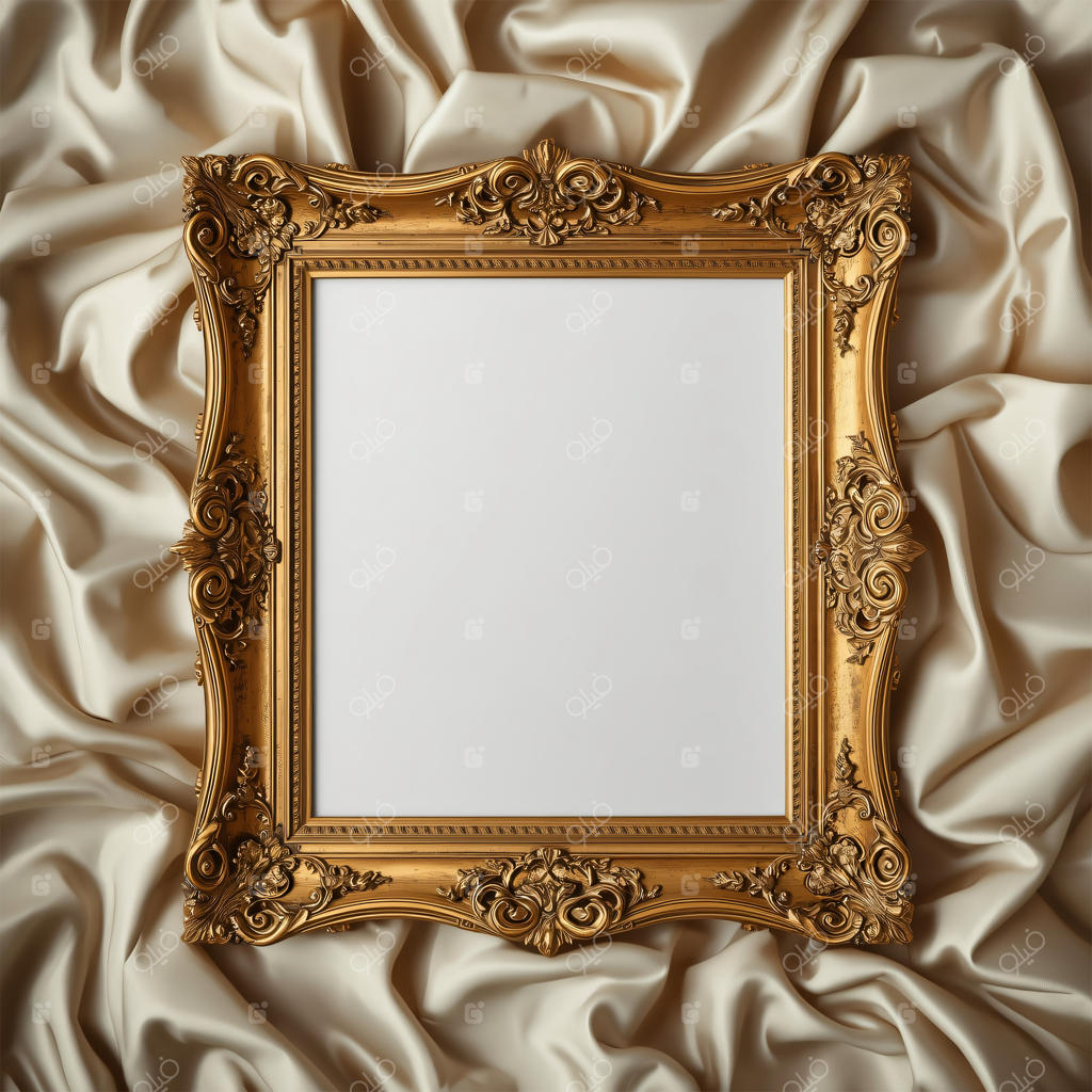 قاب طلایی روی پس‌زمینه ساتن