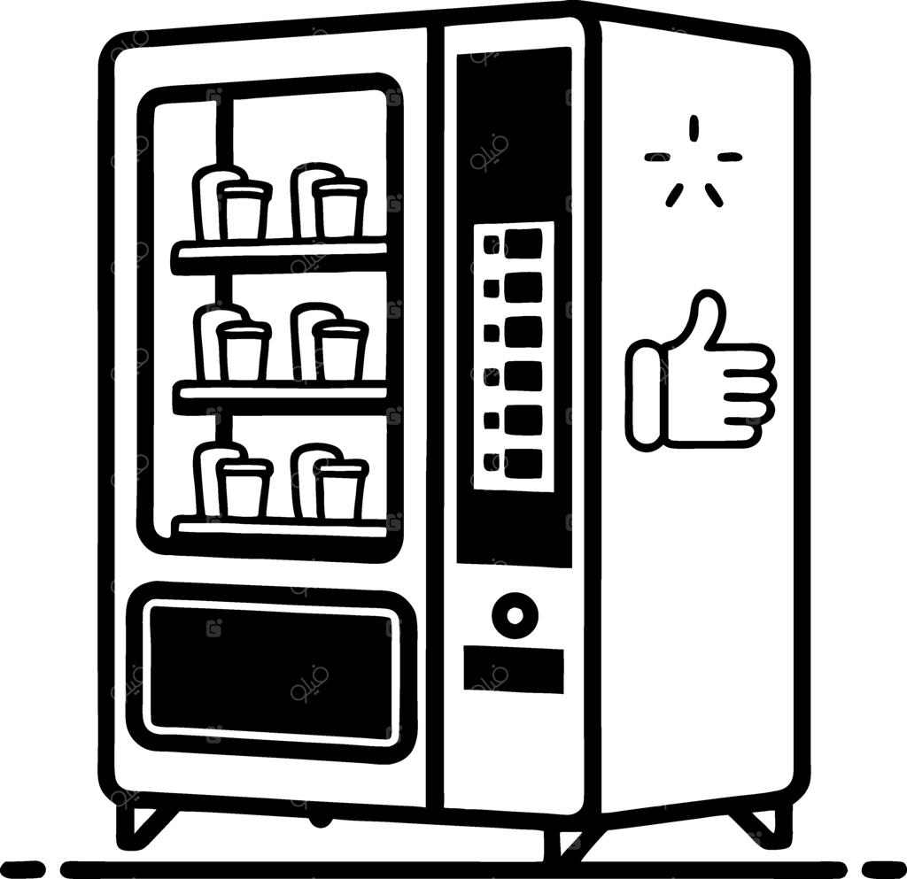 طرح گرافیکی دستگاه فروش خودکار و لیوان‌های نوشیدنی برای پروژه‌های خلاقانه و آموزشی