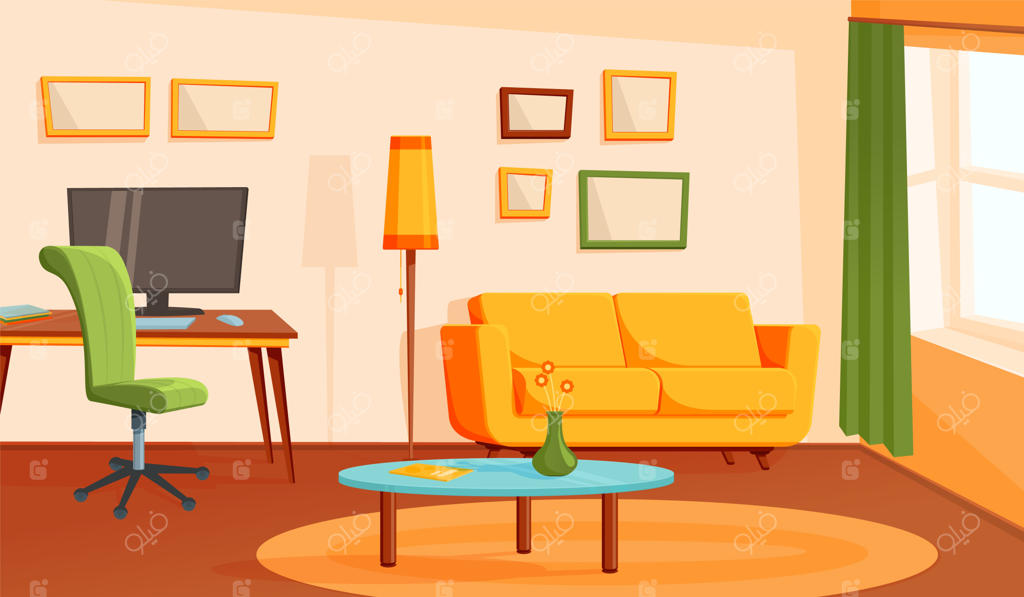 اتاق نشیمن دنج: دکوراسیون داخلی آپارتمان مدرن و امروزی با طراحی لوفت وکتور پس‌زمینه مدرن