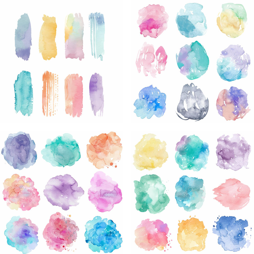 جلوه خلاقانه لکه و پاشش جوهر آبرنگی با رنگ‌های پاستلی و بافت زبر