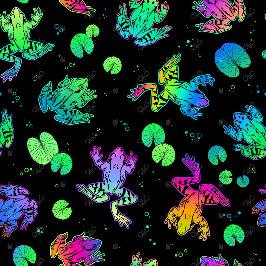 پترن گلبرگ‌های نیلوفر آبی و قورباغه‌ها