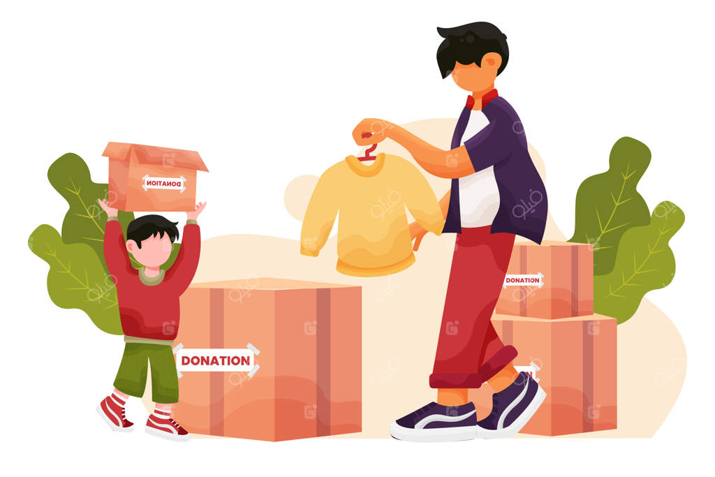 زن و مرد جوان با جعبه‌های کمک‌رسانی