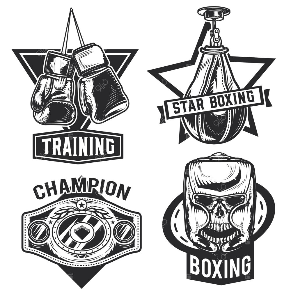 مجموعه‌ای از نشان‌ها، برچسب‌ها، آرم‌ها و لوگوهای جعبه‌ای.