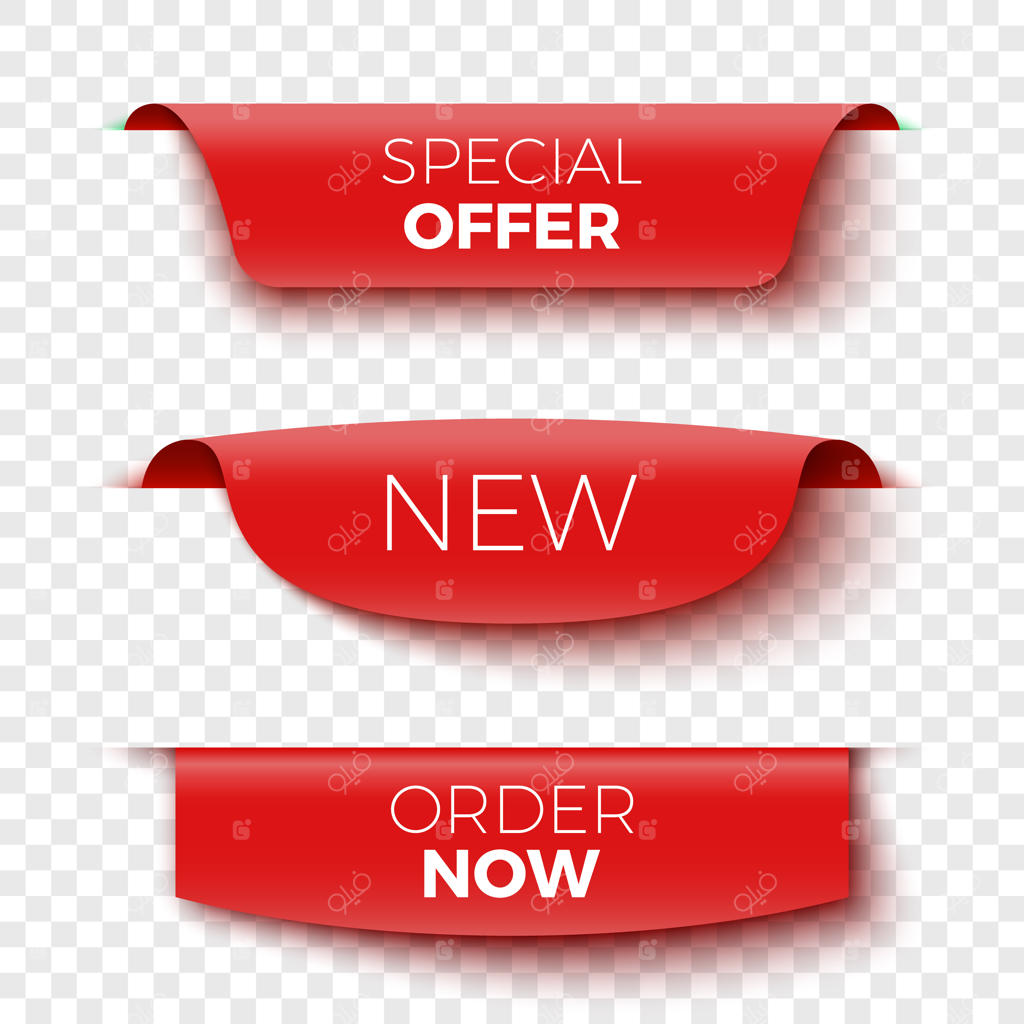 پیشنهاد ویژه و تخفیف‌های بزرگ با روبان‌ها و بنرها