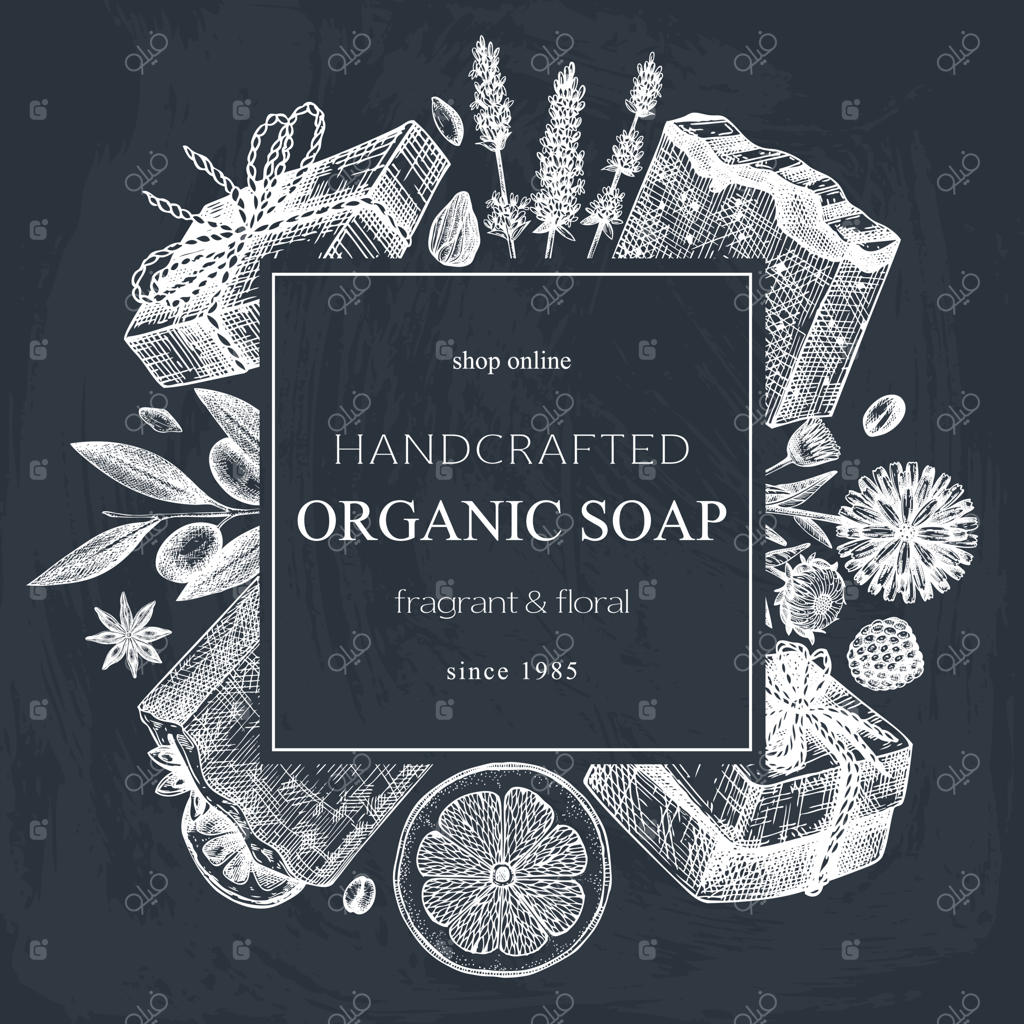 طراحی حلقه گل صابونی دستی روی تخته سیاه با مواد معطر برای صنایع آرایشی و بهداشتی و صابون