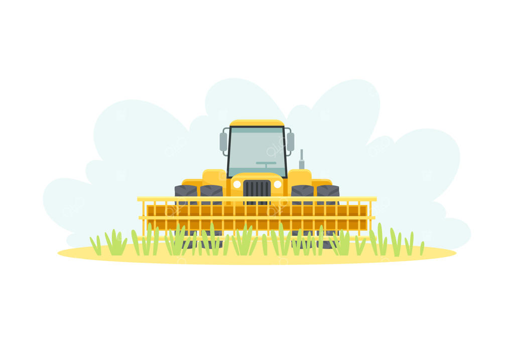 تصویرسازی کمباین و ماشین‌آلات کشاورزی در پس‌زمینه سفید