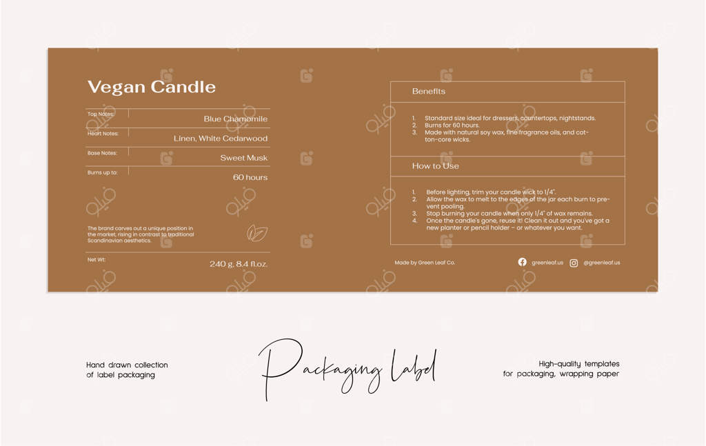 قالب طراحی برچسب لوازم آرایشی به صورت هنر خطی دستی وکتور