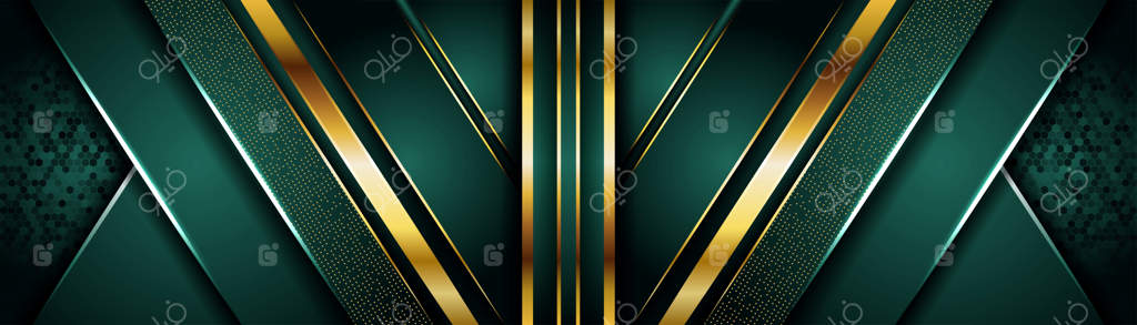 زمینه سبز تیره زیبا با لایه‌های طلایی همپوشانی‌شده