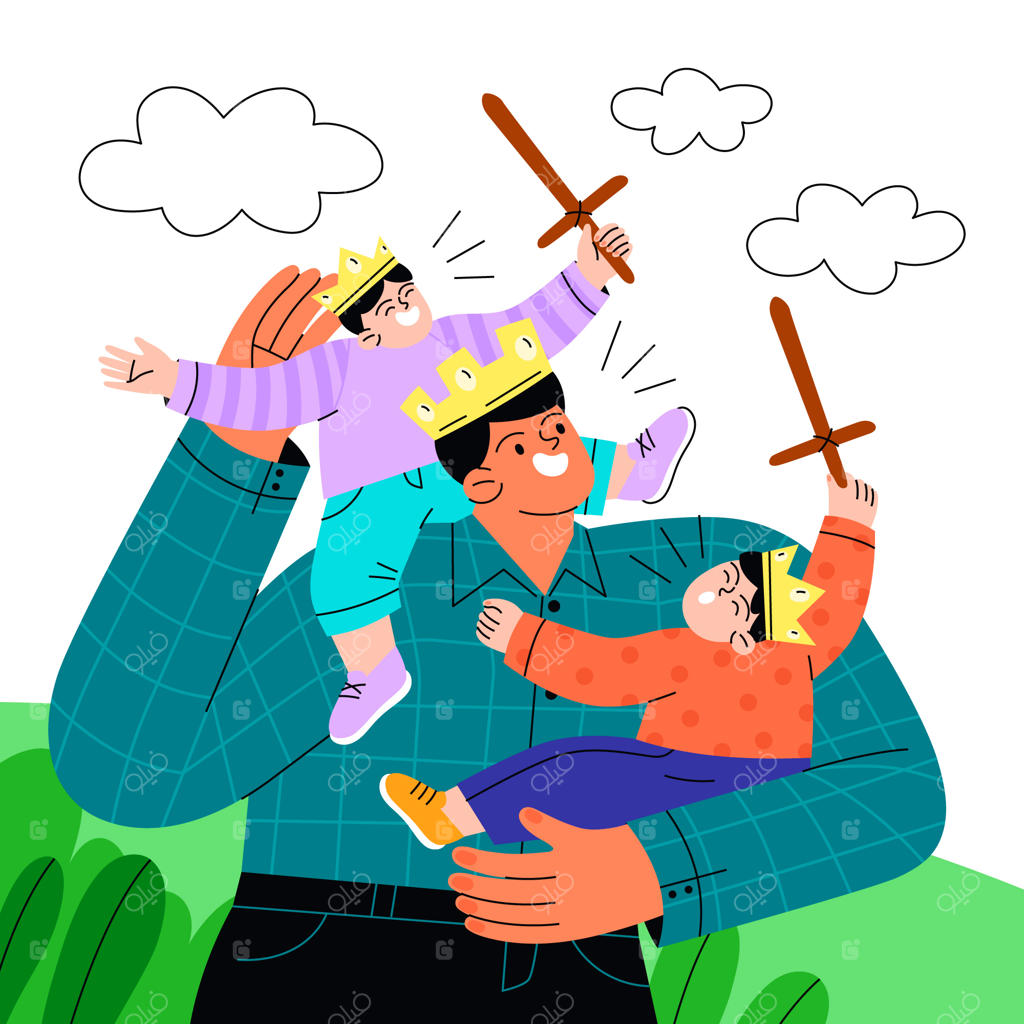 پدر در حال بازی با فرزندانش