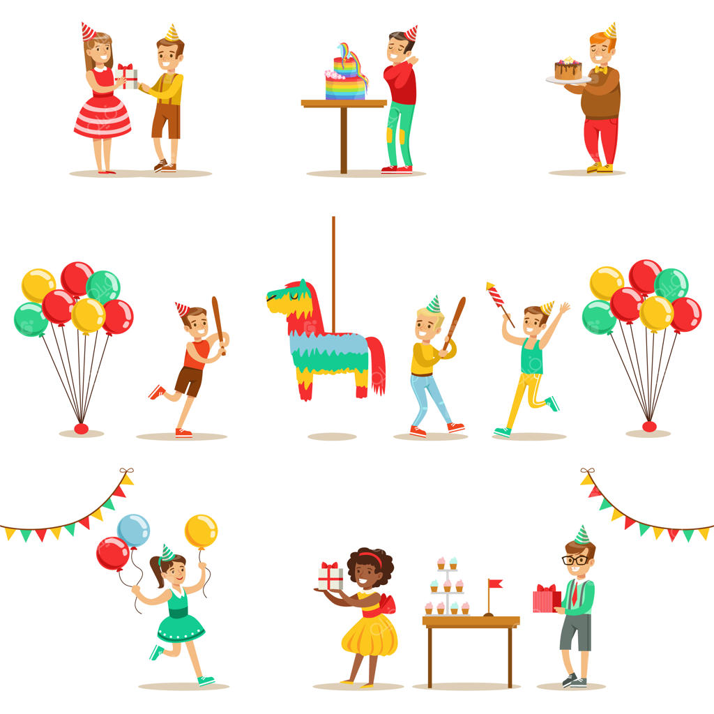 مجموعه‌ای از صحنه‌های جشن تولد کودکان