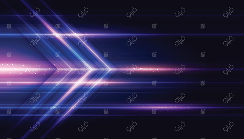 پیکان‌های مدرن انتزاعی. حرکت فناوری با سرعت بالا. حرکت پویای رنگارنگ بر روی پس‌زمینه آبی. پترن حرکت ورزشی برای طراحی بنر یا پوستر.