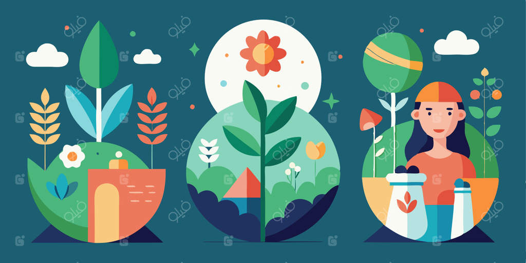 سه تصویر متفاوت از افراد در باغ