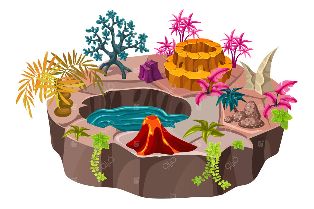 جزیره بیابانی ایزومتریک با برکه.