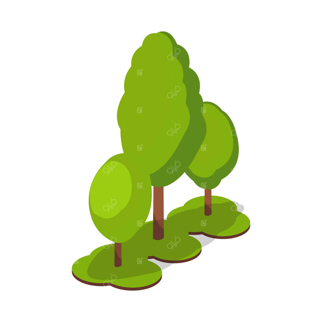درختان باغ سبز به صورت ایزومتریک