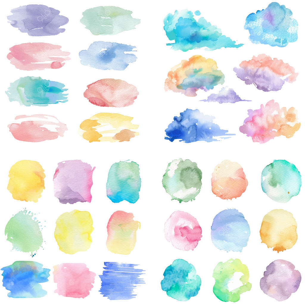 افکت خلاقانه لکه‌های جوهر و آبرنگ پاستلی با بافت زبر