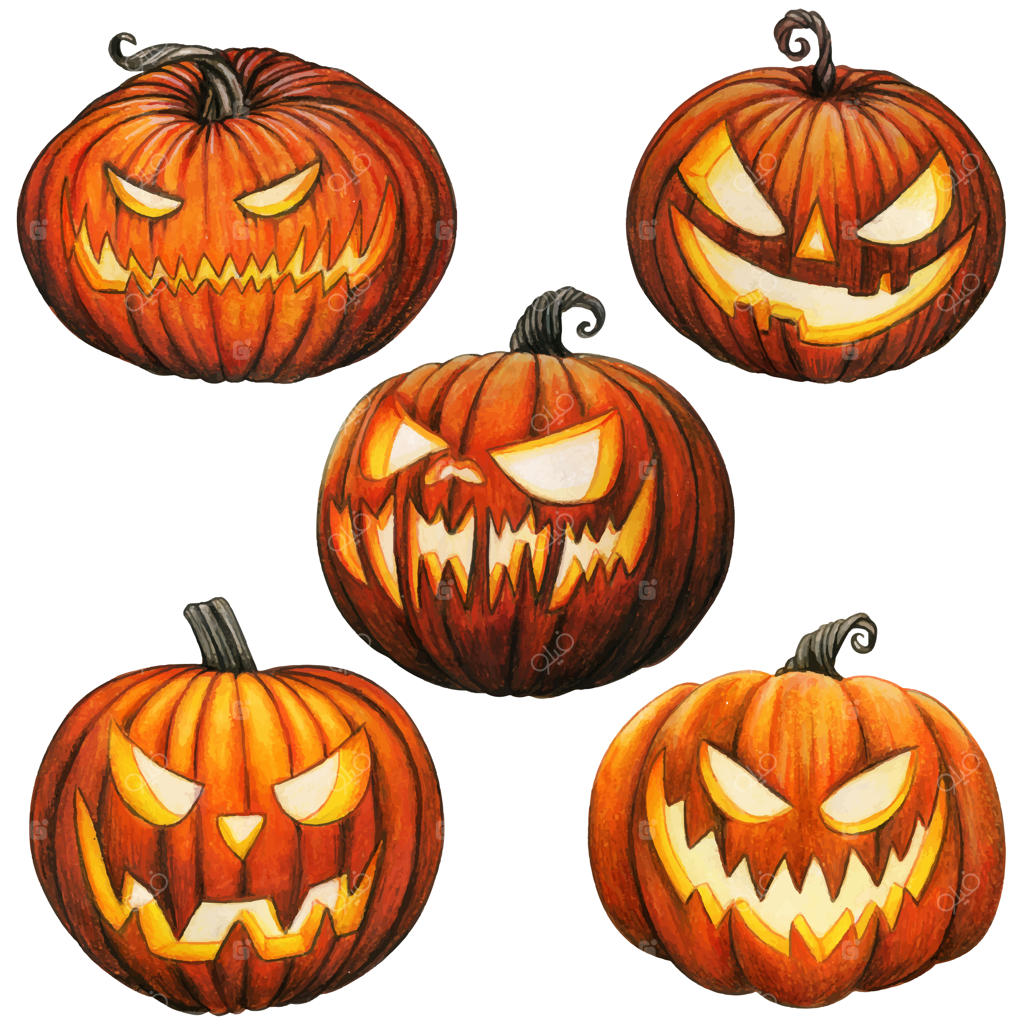 کدوهای تراشیده شب‌تاب با رنگ‌آمیزی آبرنگی