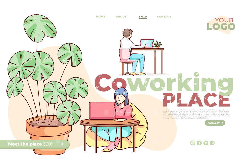 قالب صفحه فرود هم‌کاری طراحی شده با دست