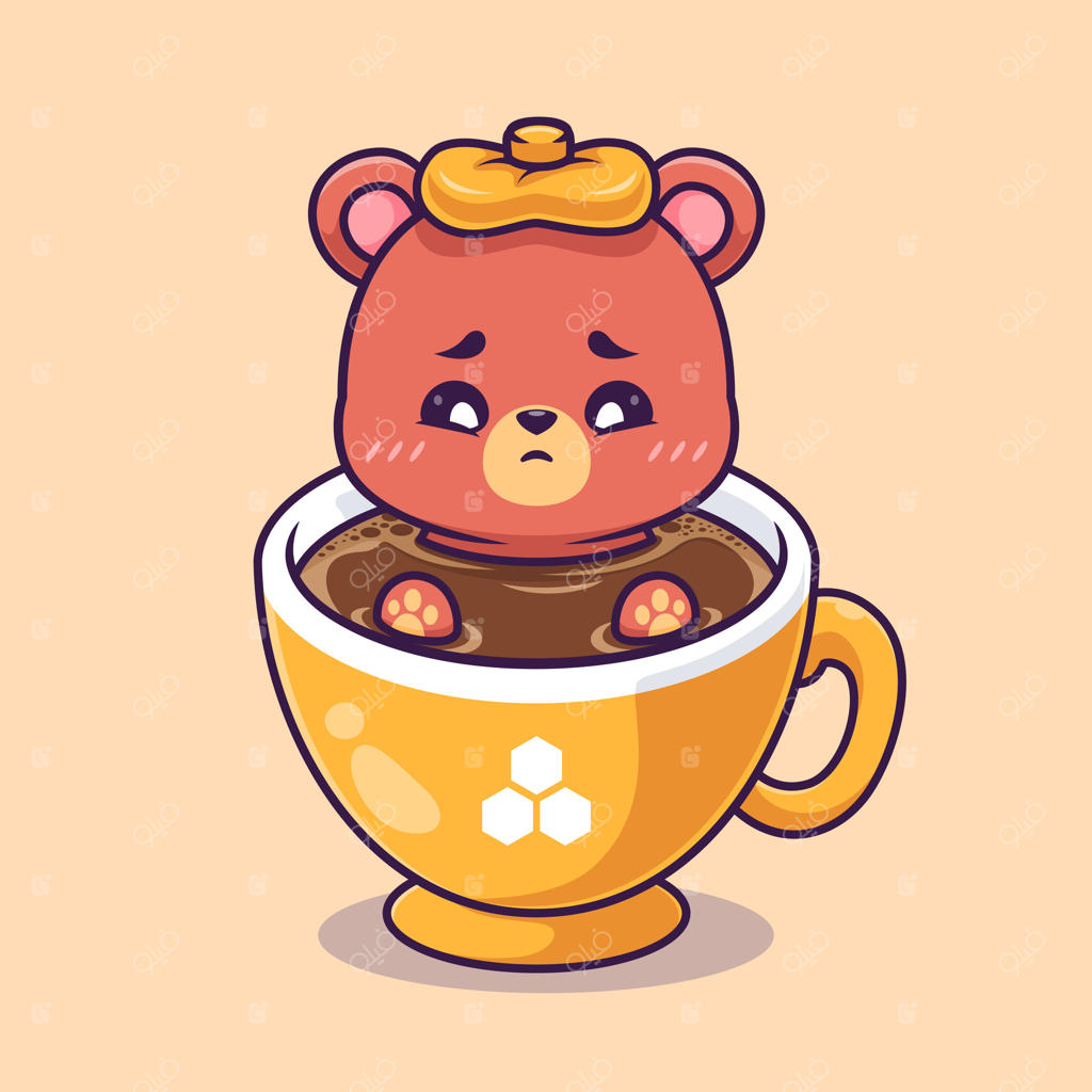 تب خرس بامزه در کارتون قهوه‌ای