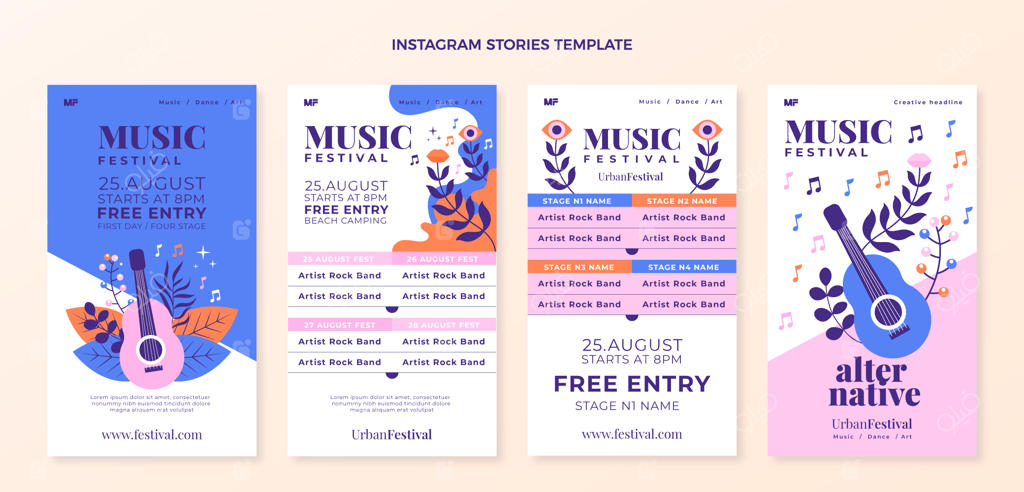 استوری‌های اینستاگرام جشنواره موسیقی رنگارنگ دست‌ساز