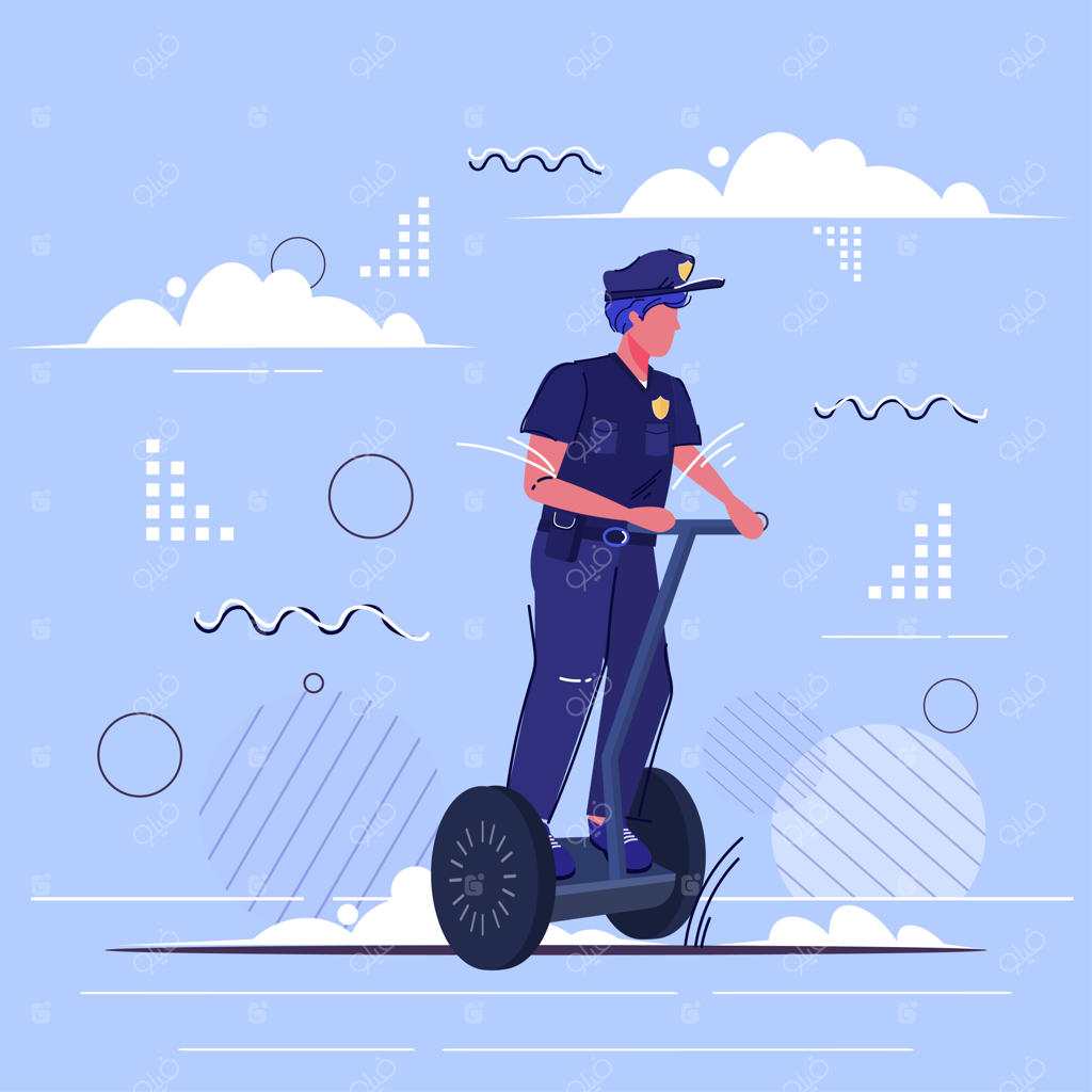 پلیس سوار بر اسکوتر برقی: نگهبان قانون در حال استفاده از حمل و نقل شخصی برقی