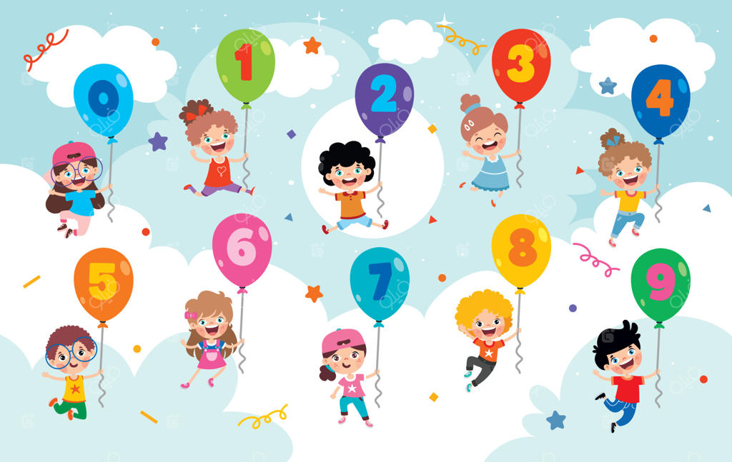 مجموعه اعداد رنگارنگ با طراحی تخت