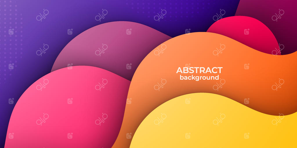 پس‌زمینه موج‌های رنگی با رنگ‌های زرد، نارنجی، بنفش و آبی - طرح انتزاعی وکتور EPS10