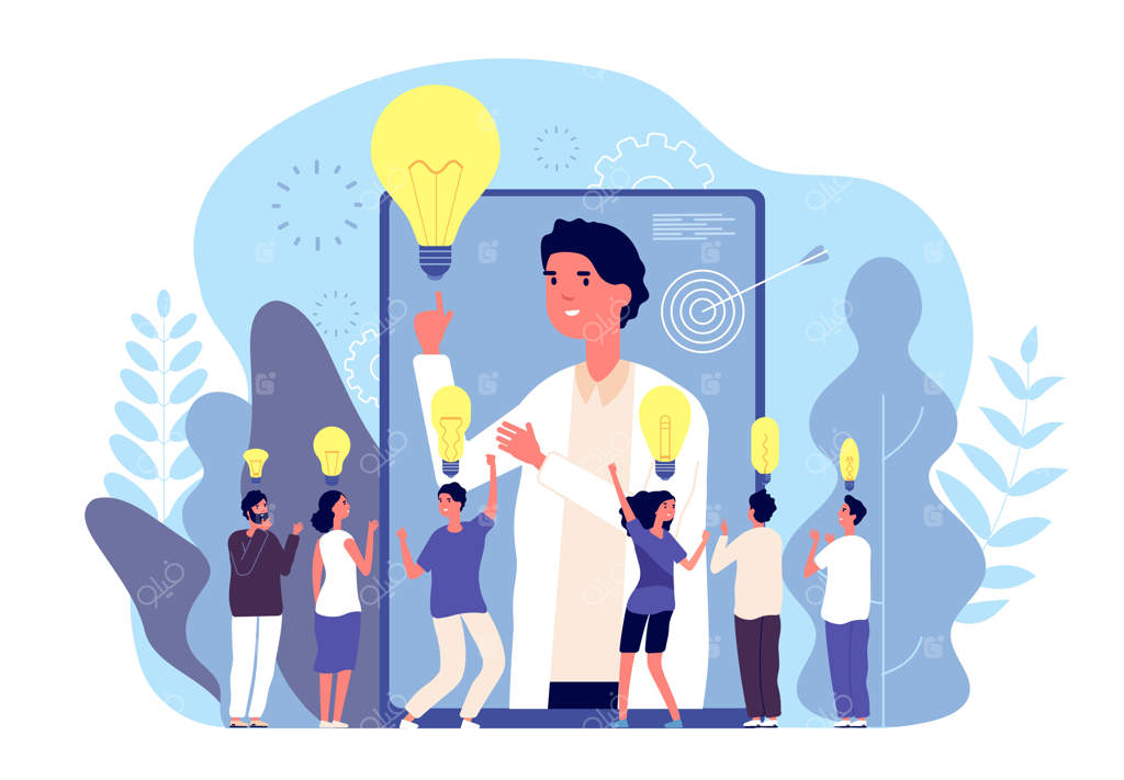 ایده‌پردازی لامپ روشن: طوفان فکری با تیم تجاری برای یافتن راه‌حل، ایده‌های خلاقانه، رهبری و کار گروهی، الهام‌بخش استراتژی کسب‌وکار و راه‌حل‌ها.