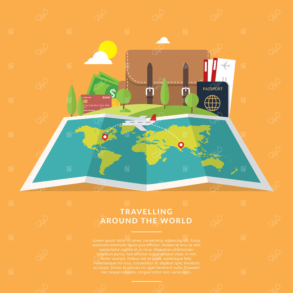 وکتور رایگان نقشه جهان و سفر