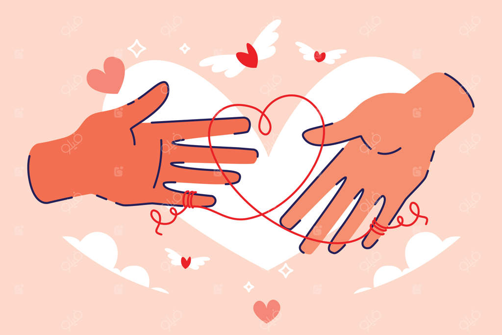 تصویرسازی نخ قرمز دست‌کشیده