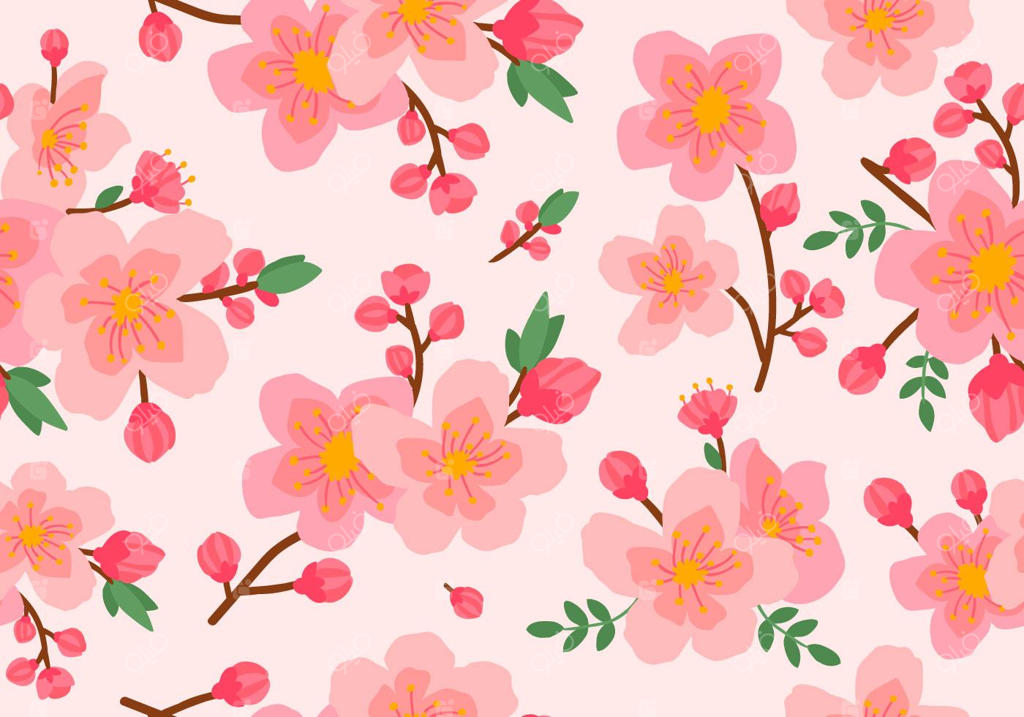 پترن یکپارچه شکوفه آلوی صورتی زیبا