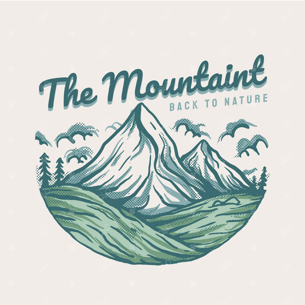 منظره کوهستان با سبک طراحی دستی