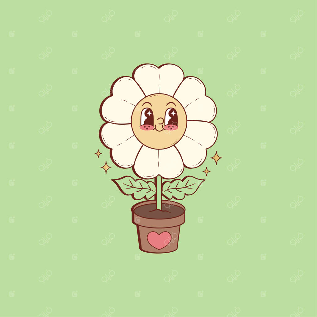 تصویر بامزه و رترو از دیزی در یک گلدان